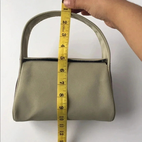 Beige cream faux leather mini handbag satchel  vegan clutch - Picture 11 of 14